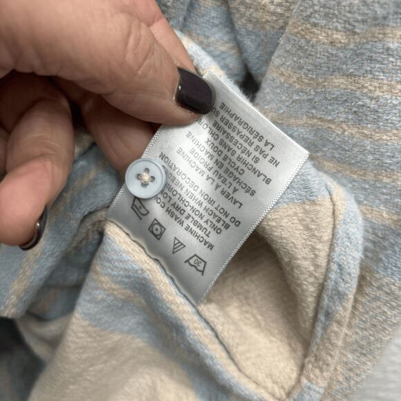 Alton. Men Flannel Jacket Plaid Blue Ivory Buttons XXL Pockets Long Sleeve - Picture 6 of 8